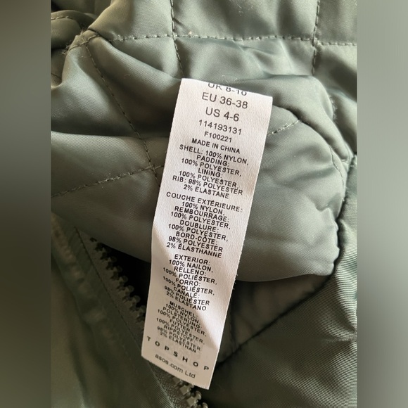 Topshop cropped insulated bomber jacket, green - Picture 6 of 6